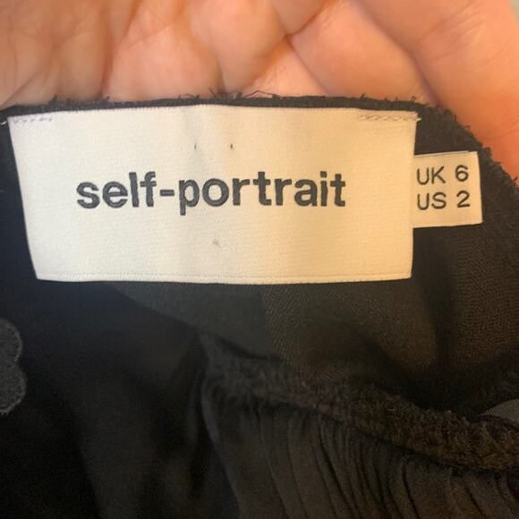 Self-portrait off the shoulder lace sleeve black jumpsuit sz 2 - Picture 4 of 8